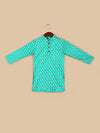 Boys Floral Pure Cotton Straight Kurta & Pyjamas with Nehru Jacket  Set