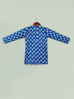 Boys Floral Pure Cotton Straight Kurta & Pyjamas with Nehru Jacket Set