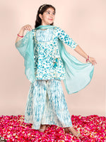 Girls Floral Printed Pure Cotton A-Line Kurta & Sharara with Dupatta Set