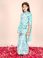 Girls Floral Printed Pure Cotton A-Line Kurta & Sharara with Dupatta Set