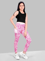 Girls Pink Skinny Fit Fast-Dry Active Printed Jeggings-NN00093JGG-68