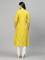 Women's Block Printed Rayon A-Line Kurta-NOMICORN36