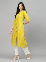 Women's Block Printed Rayon A-Line Kurta-NOMICORN36