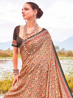 Saree Mall Women's Pashmina  Beige Printed Designer Saree With Blouse Piece-NORTHBT1106