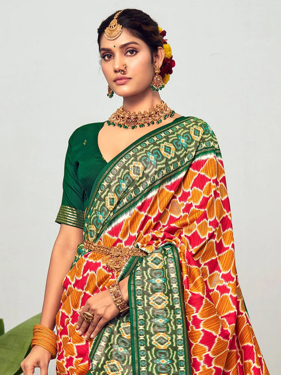 Saree Mall Women's Tussar  Orange Printed Designer Saree With Blouse Piece-NRAYNI1001