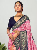 Saree Mall Women's Tussar  Pink Printed Designer Saree With Blouse Piece-NRAYNI1003