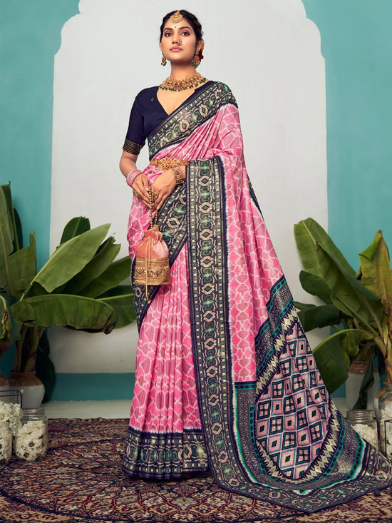 Saree Mall Women's Tussar  Pink Printed Designer Saree With Blouse Piece-NRAYNI1003