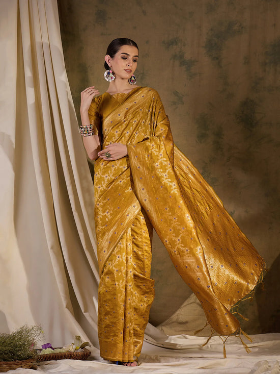 Suha Womens Fashion Ethnic Gold Color Sarees-MLSHWSA1331GLD0ONE