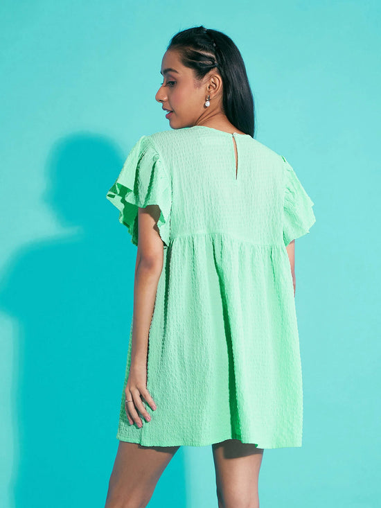 Girls Green Seer Sucker Boxy Dress-NVDRSS10507:16