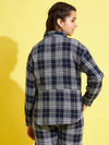 Girls Navy & Grey Check Shacket