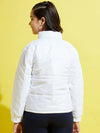 Girls White Front Pocket Quilted Jacket