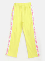 Girls Yellow Rib Brand Tape Track Pants