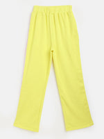 Girls Yellow Rib Brand Tape Track Pants