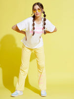 Girls Yellow Terry Enjoy-The-Now Pants