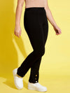 Girls Black Front Button Bell Bottom Pants