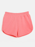 Girls Neon Pink Terry Solid Shorts