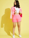 Girls Neon Pink Terry Solid Shorts