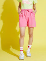 Girls Pink Terry Power-To-The-Youth Baseball Shorts