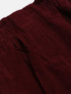 Girls Burgundy Corduroy Paper Bag Skirt-NVSKRT30060-8