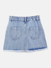 Girls Blue Raw Hem Denim Mini Skirt-NVSKRT30101-8