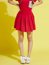 Girls Red Front Pleated Jersey Skirt