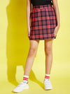 Girls Red & Black Check A-Line Skirt