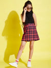 Girls Red & Black Check A-Line Skirt