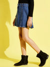 Girls Blue Front Button Denim Mini Skirt