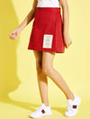 Girls Red Solid Twill Mini Skirt