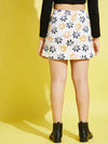 Girls White Floral Print Twill Front Button Mini Skirt