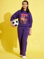 Girls Purple Terry LONDON Drop Shoulder Sweatshirt