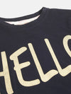 Girls Navy HELLO Print Full Sleeve T-Shirts