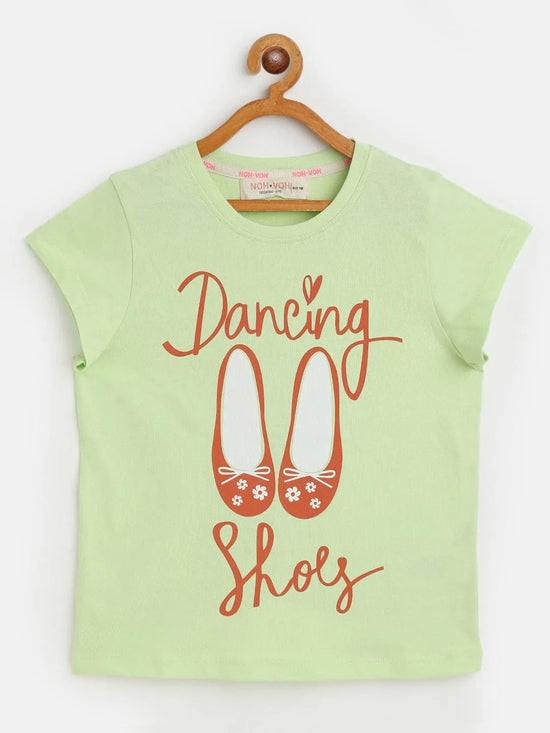 Girls Green Dancing Shoes T-Shirt