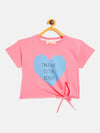 Girls Pink To The Beach Tie-Knot Crop T-Shirt