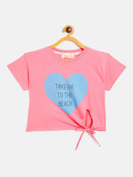 Girls Pink To The Beach Tie-Knot Crop T-Shirt