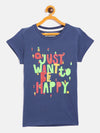 Girls Navy Just Want To Be Happy T-Shirt