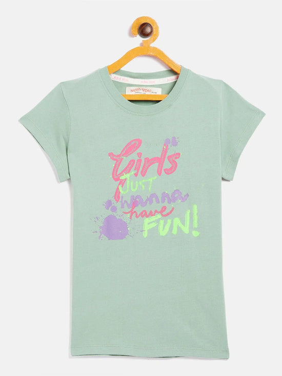 Girls Olive Girls Just Wanna Have Fun T-Shirt