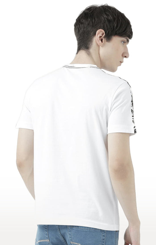 Huetrap White Mens Short Sleeve Graphic Printed Tshirt-HT17MKGRAWHT00860