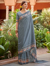 Saree Mall Women's Cotton Blend Grey Printed Designer Saree With Blouse Piece-NYNTRA101