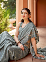 Saree Mall Women's Cotton Blend Grey Printed Designer Saree With Blouse Piece-NYNTRA104