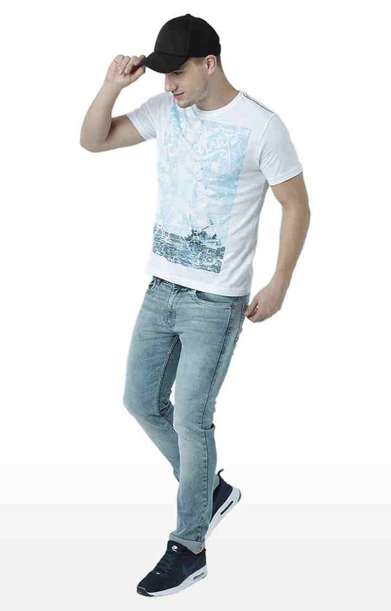 Huetrap White Mens Short Sleeve Graphic Printed Tshirt-HT17MKGRAWHT00727