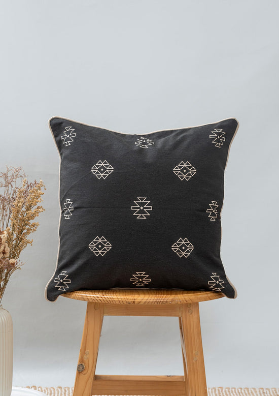 Native 100% cotton boho geometric cushion cover for sofa - Black-240454024