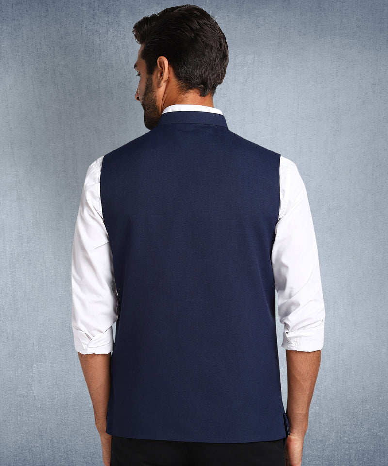 Hangup Men Standard Solid Men's Indian Wear-Navy_1_7_Nehru