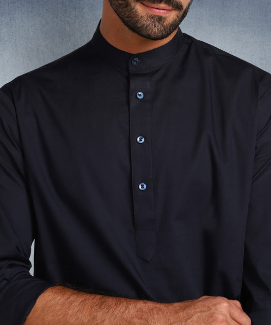 Hangup Men Standard Solid Men's Indian Wear-Navy_6_119_Kurta