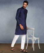 Hangup Men Standard Solid Men's Indian Wear-Navy_8_B12_Lkurta