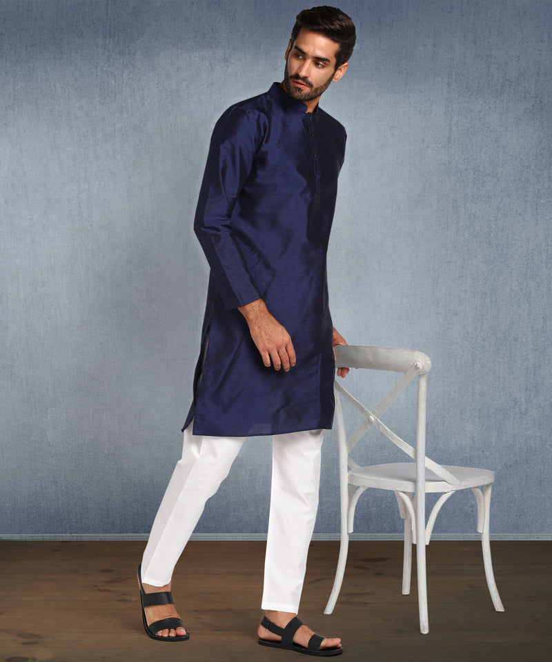 Hangup Men Standard Solid Men's Indian Wear-Navy_8_B12_Lkurta