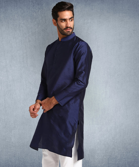 Hangup Men Standard Solid Men's Indian Wear-Navy_8_B12_Lkurta