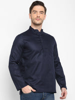 Hangup Men Standard Solid Men's Indian Wear-Navy_Magic_Patch_ShortKurta