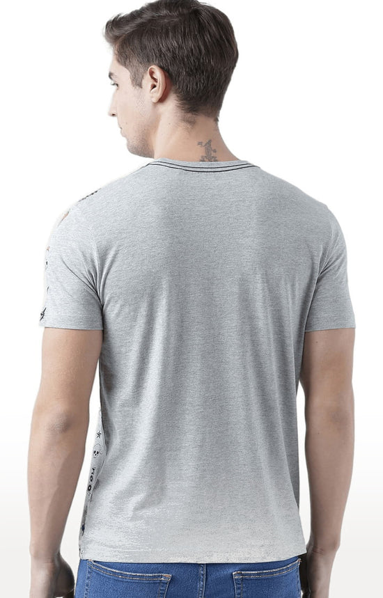 Huetrap Grey Mens Short Sleeve Graphic Printed Tshirt-HT17MKGRAGML00648