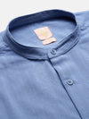 Men Mandarin Collar Solid Blue Slim Fit Shirt-Noah-2977-Blue